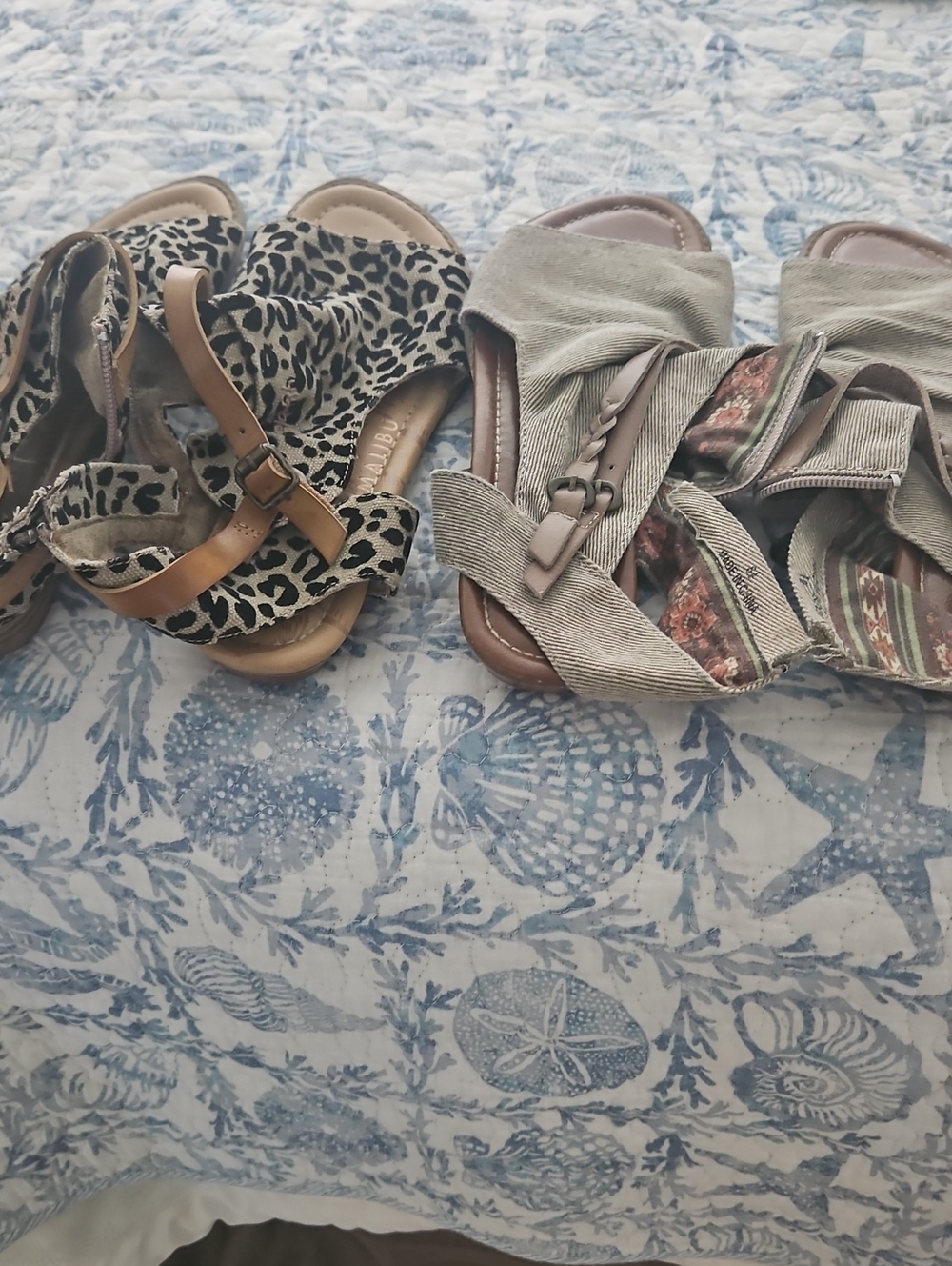 Comfort Slide Sandals in Leopard and Taupe -blowfish 2 Pairs